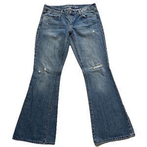 American Eagle "Real Flare" Blue Jeans Size 10R Boho Western Cowgirl 100% Cotton